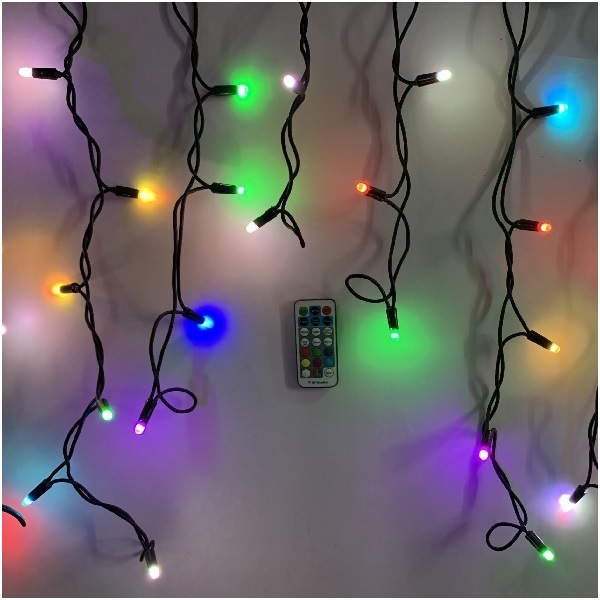 Гирлянда Бахрома цифровая черный провод