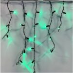 Гирлянда Бахрома зеленая черный провод