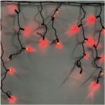 Гирлянда Бахрома красная черный провод