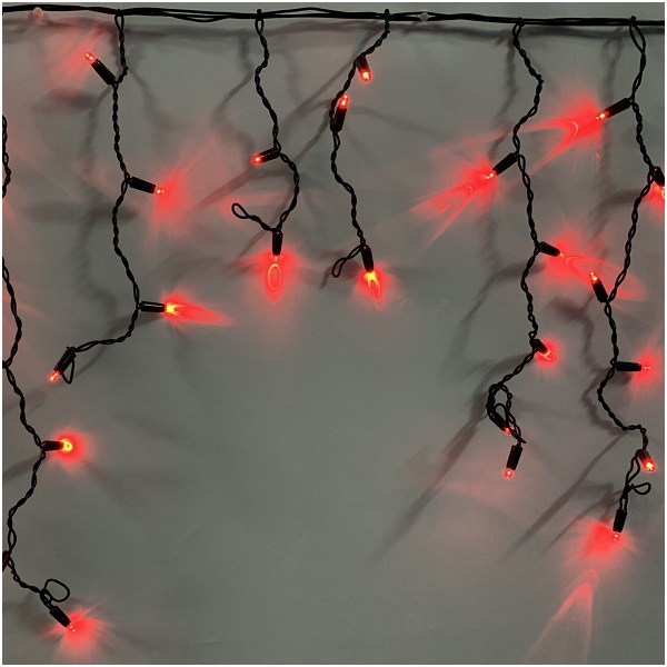 Гирлянда Бахрома красная черный провод