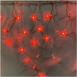 Гирлянда Бахрома красная белый провод