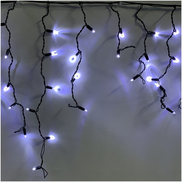 Гирлянда Бахрома белая черный провод