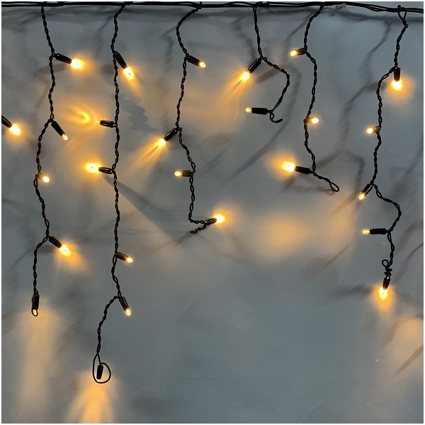 Гирлянда Бахрома тепло-белая черный провод