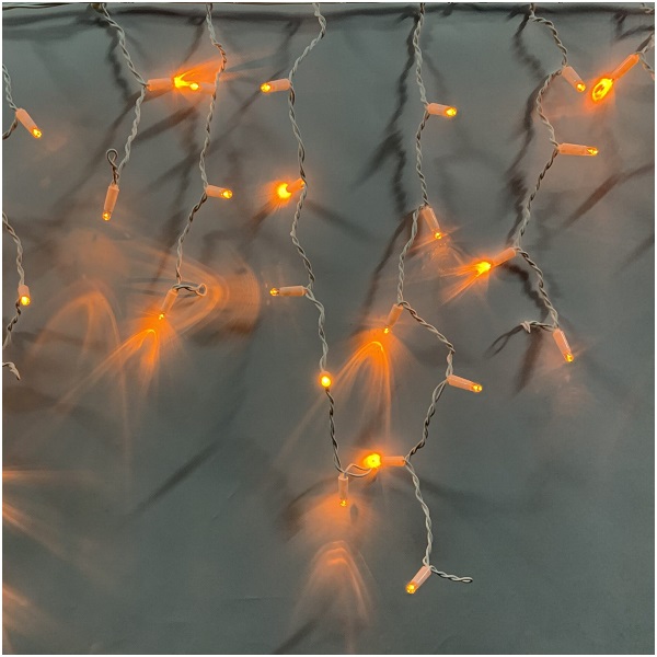 Гирлянда Бахрома желтая белый провод