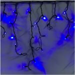 Гирлянда Бахрома синяя черный провод