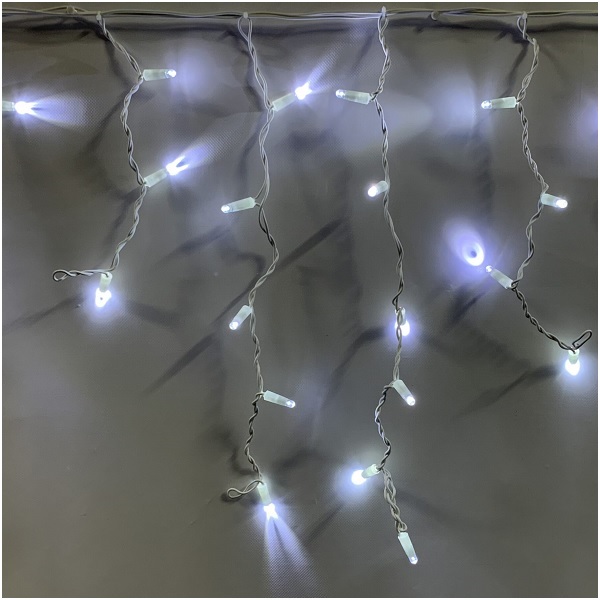 Гирлянда Бахрома белая белый провод