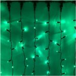 Гирлянда Дождь зеленая черный провод