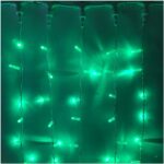 Гирлянда Дождь зеленая белый провод