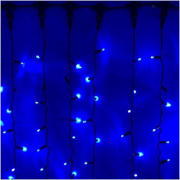 Гирлянда Дождь синяя черный провод