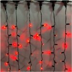 Гирлянда Дождь красная черный провод