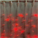 Гирлянда Дождь красная белый провод