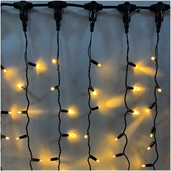 Гирлянда Дождь тепло-белая черный провод