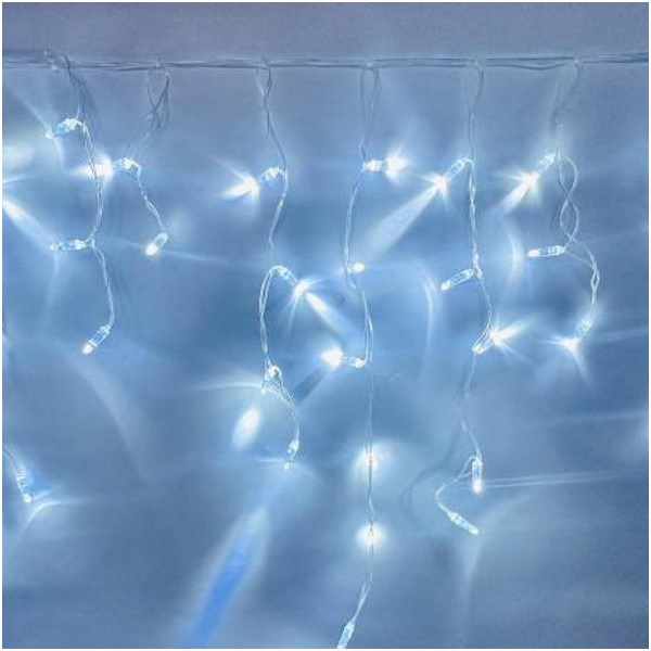 Гирлянда Бахрома белая прозрачный провод