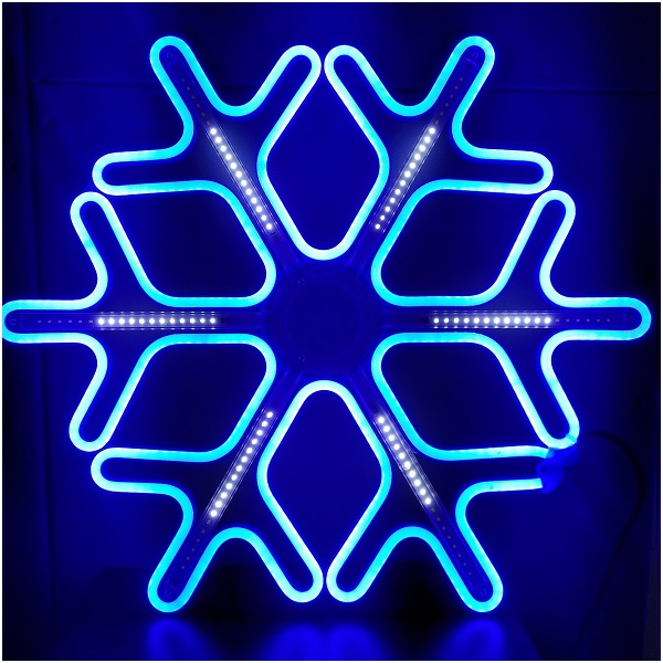 Светодиодная снежинка бело-синяя