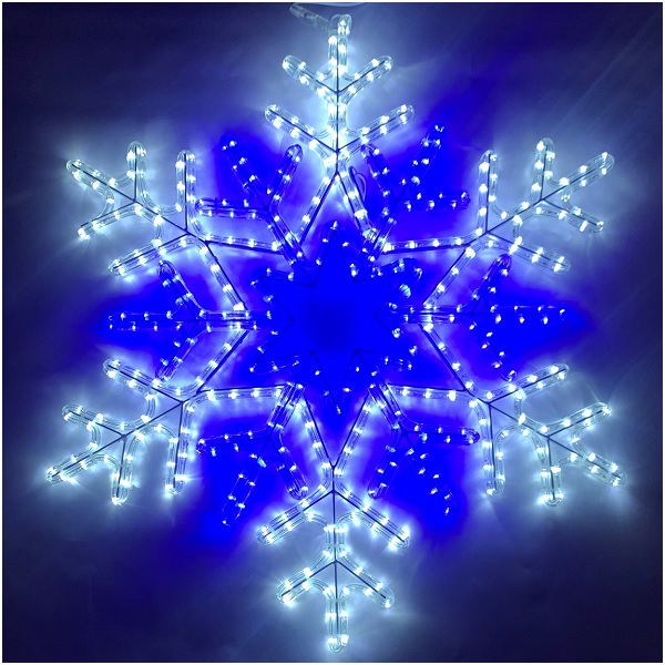 Светодиодная снежинка бело-синяя
