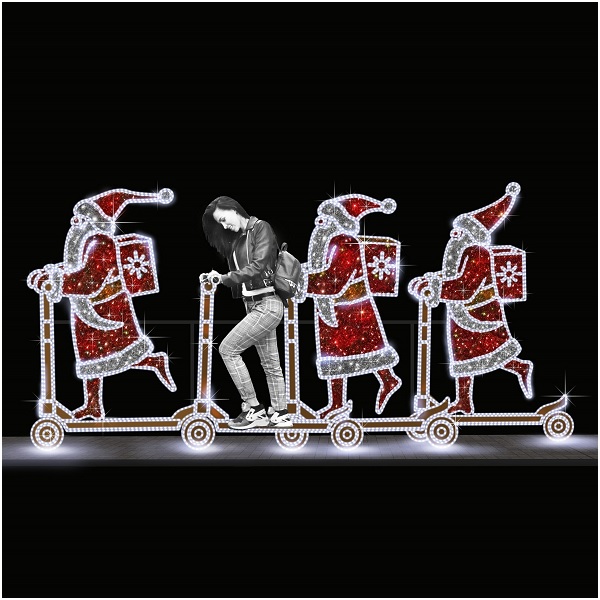 Светодиодная конструкция ДедМороз на самокате