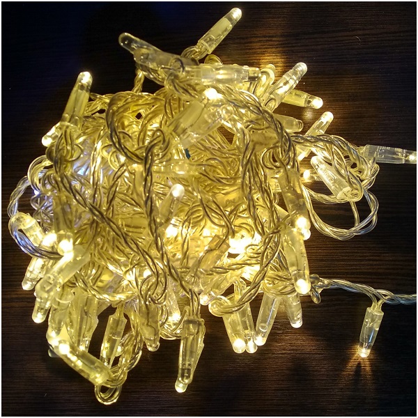 Гирлянда Нить тепло-белая прозрачный провод