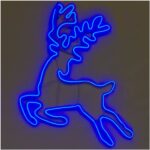 Мотив из мини-неона Бегущий олень синий