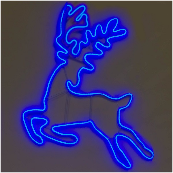 Мотив из мини-неона Бегущий олень синий