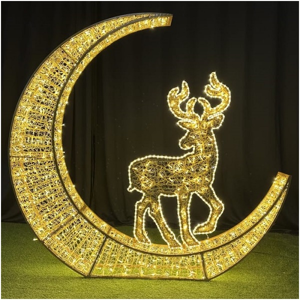 СВЕТОДИОДНЫЙ МОТИВ СЕВЕРНЫЙ ОЛЕНЬ НА ЛУНЕ BN-3D-MOON-REINDEER-24V