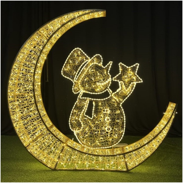 СВЕТОДИОДНЫЙ МОТИВ СНЕГОВИК НА ЛУНЕ BN-3D-MOON-SNOWMAN-24V